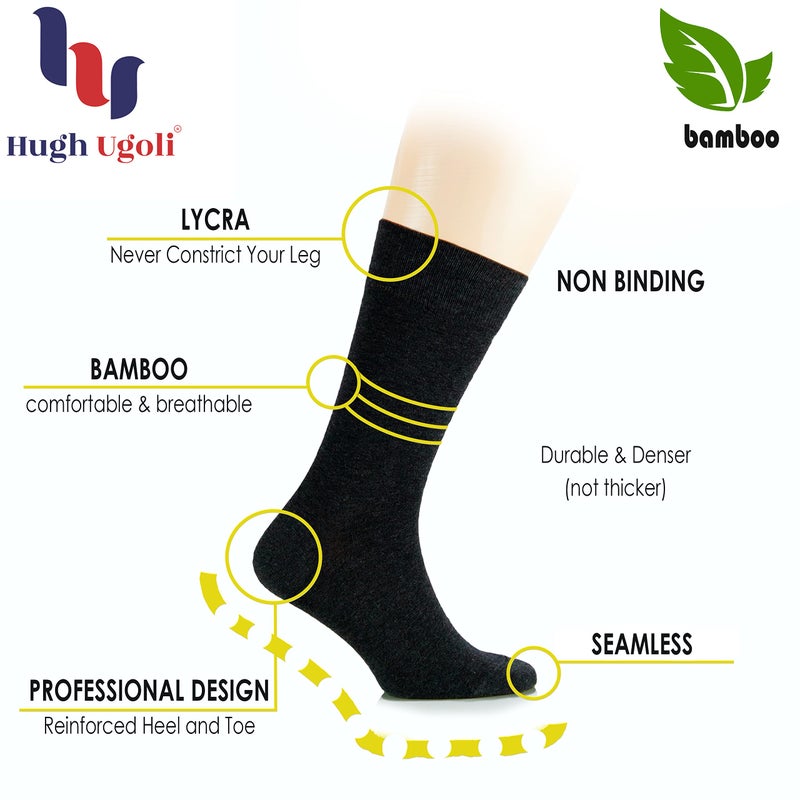 Hugh Ugoli Women's Rayon Thin Crew Socks for Dress Business & Trouser, Seamless Toe, 4 Pairs in Gift Box, Black, Shoe Size: 5-8 - Image 2
